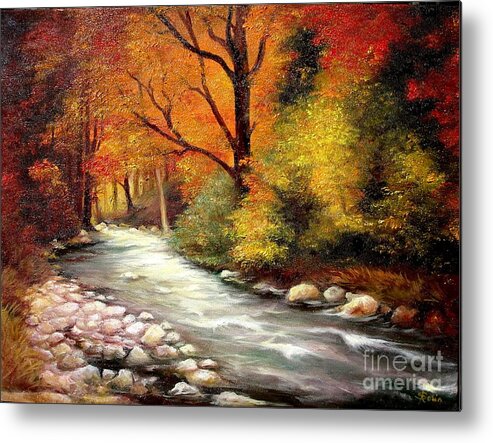 Autumn Metal Print featuring the painting Autumn in the forest by Sorin Apostolescu