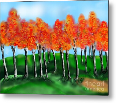 Trees Metal Print featuring the digital art Autumn Leaves by Christine Fournier