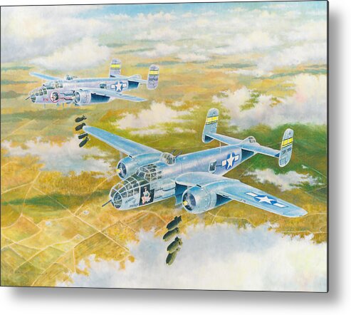 Aviation Metal Print featuring the painting B-25 Mitchells by Douglas Castleman