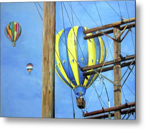 Sky Metal Print featuring the painting Balloon Race by Donna Tucker