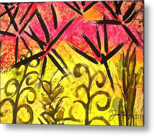 Bamboo Painting Metal Print featuring the painting Bamboo in the Wind by Joan Reese