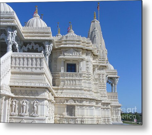 Hand Carved Marble Mandir Metal Print featuring the photograph BAPS Marble Mandir in Toronto by Lingfai Leung