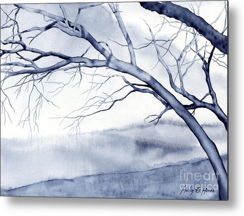Watercolor Metal Print featuring the painting Bare Trees by Hailey E Herrera