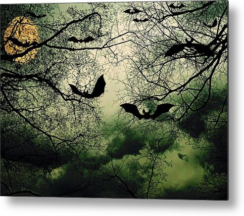 Abstract Metal Print featuring the photograph Bats From Hell by Barbara S Nickerson
