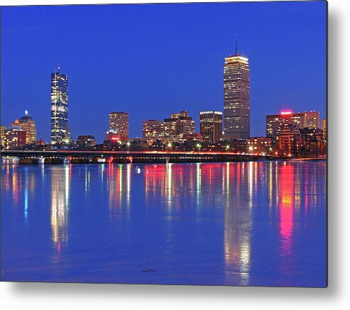 Boston Skyline Metal Print featuring the photograph Beantown City Lights by Juergen Roth