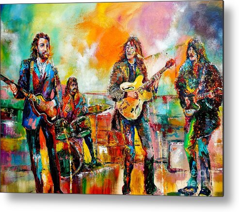 John Lennon Metal Print featuring the painting Beatles Rooftop Concert 2 by Leland Castro