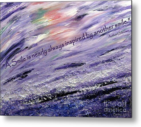  Metal Print featuring the digital art Besso Tsunami Smile Quote by Mars Besso