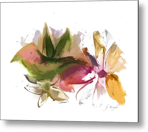 Bird In The Flowers Metal Print featuring the digital art Bird In the Flowers by Frank Bright