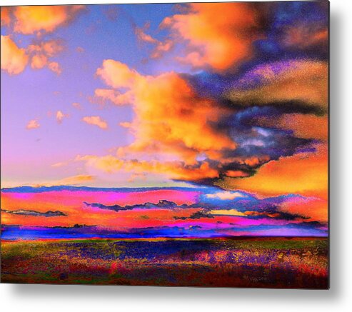  Abstracted Metal Print featuring the digital art Blinn Hill View by Priscilla Batzell Expressionist Art Studio Gallery