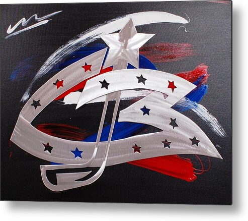 Blue Metal Print featuring the painting Blue Jackets by Mac Worthington