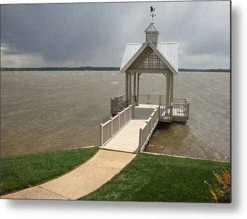Boat Dock Metal Print featuring the photograph Boat dock Lake Gaston by Bill TALICH