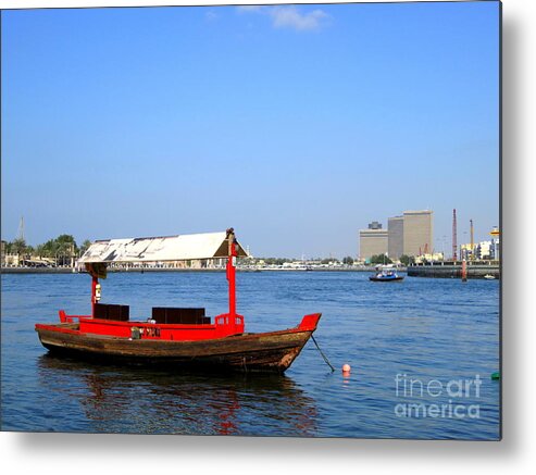 Background Metal Print featuring the photograph Boat on the River by Amanda Mohler