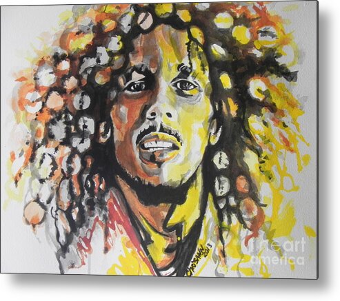 Watercolor Metal Print featuring the painting Bob Marley 02 by Chrisann Ellis