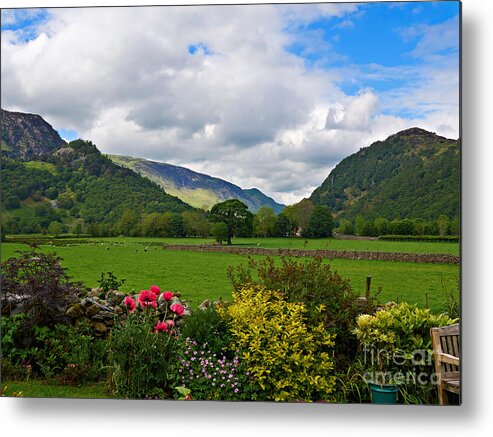 Kings How Metal Print featuring the photograph Borrowdale from a pretty garden in Rosthwaite by Louise Heusinkveld