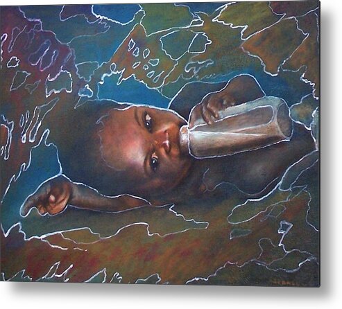 Children Metal Print featuring the painting Bottle by John Edwe