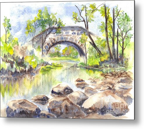 United Kingdom Metal Print featuring the painting Bridge near Cairn O Mount in Scotland I I by Carol Wisniewski