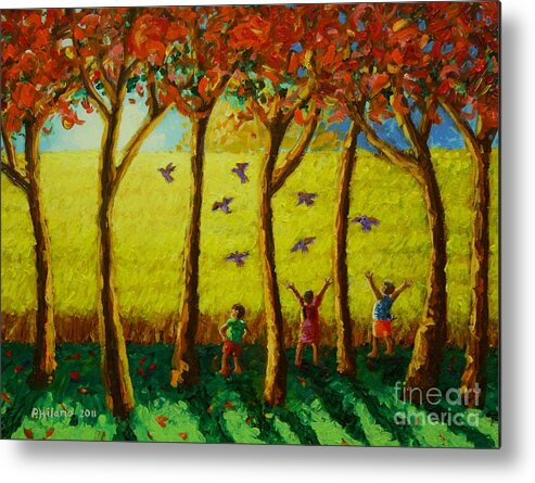 Rice Fields Metal Print featuring the painting Bugaw by Paul Hilario