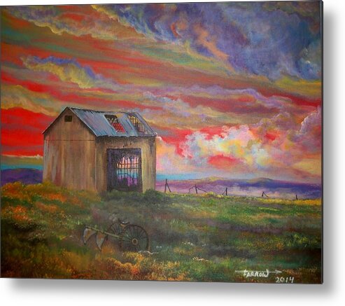 Dilapidated Barn Metal Print featuring the painting Bygone Days by Dave Farrow