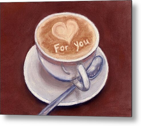Cup Metal Print featuring the painting Caffe Latte by Anastasiya Malakhova