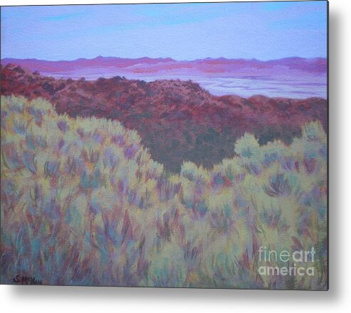 Landscape Metal Print featuring the painting California Dry River Bed by Suzanne McKay