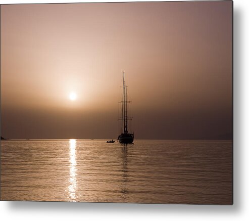 Mykonos Metal Print featuring the photograph Calm Sea and Quiet Voyage by Brenda Kean
