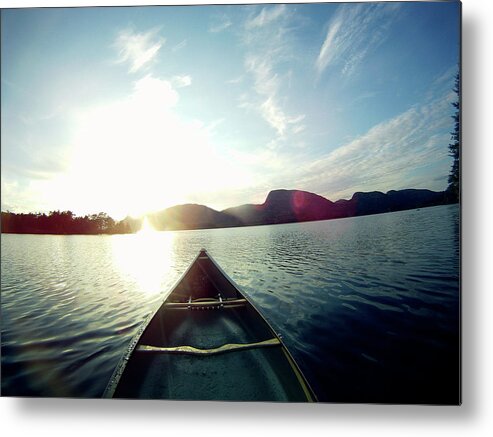 Scenics Metal Print featuring the photograph Canoe In Sunset by Torfinn