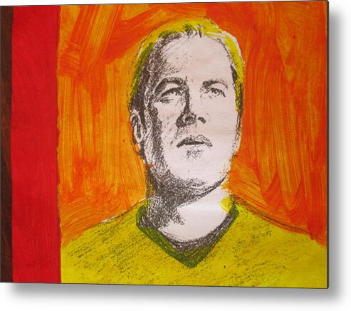 Captain Metal Print featuring the drawing Captain James T Kirk - Rendering with pencil and paint by David Lovins