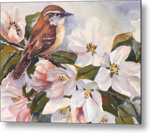 Bird Metal Print featuring the painting Carolina Wren by Janet Zeh