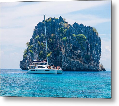 Underwater Metal Print featuring the photograph Catamaran Boat sailing at Koh Haa Neung Island, Andaman by Placebo365