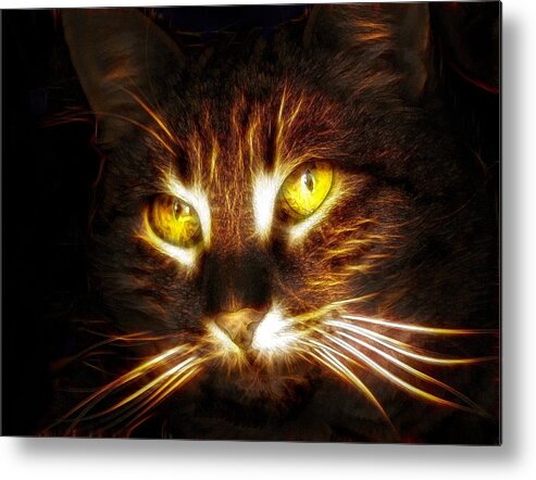 Cat Metal Print featuring the digital art Cat's Eyes - Fractal by Lilia S