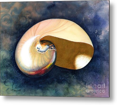 Shell Metal Print featuring the painting Chambered Nautilus by Barbara Jewell