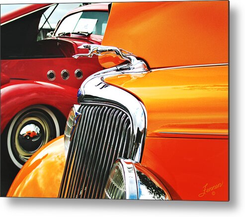 Orange Metal Print featuring the photograph Chrome Greyhound Hot Paint by Charles Fennen