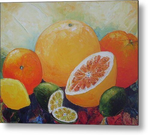 Citrus Metal Print featuring the painting Citrus Splash by Paris Wyatt Llanso