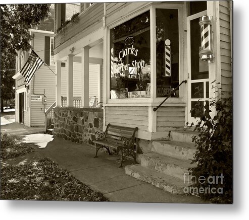 Barber Shop Metal Print featuring the photograph Clarks Barber Shop by Tom Brickhouse