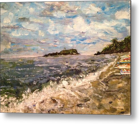 Sea Metal Print featuring the painting Cold Sea on a Sunny Day by Belinda Low
