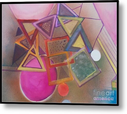Geometric Metal Print featuring the painting Collusion of Shapes by Patricia Bunk