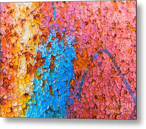 Abstract Metal Print featuring the photograph Colorful cracks by Silvia Ganora