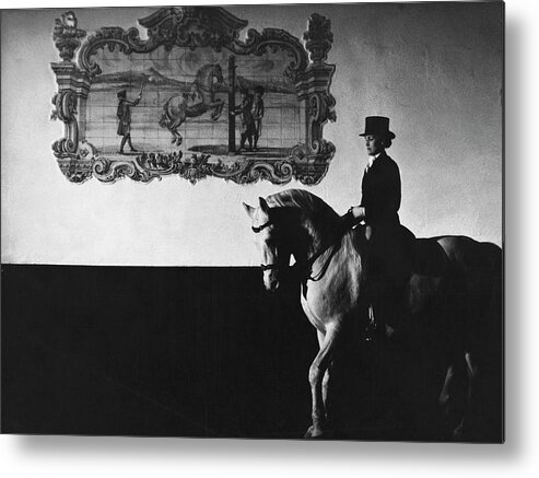 Animal Metal Print featuring the photograph Conchita Cintron Riding A Stallion by Henry Clarke