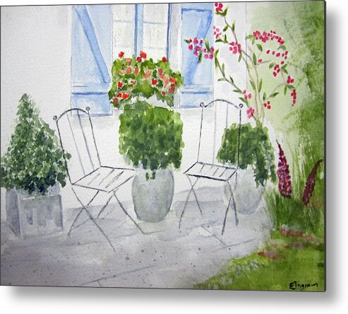 Floral Metal Print featuring the painting Cottage Garden by Elvira Ingram