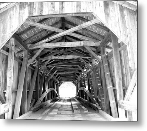 Wooden Bridge Metal Print featuring the photograph Covered Bridge Architecture by Barbara McDevitt