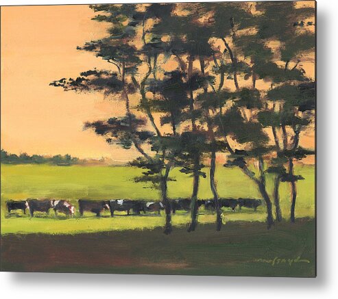 Cows Metal Print featuring the painting Cows 6 by J Reifsnyder