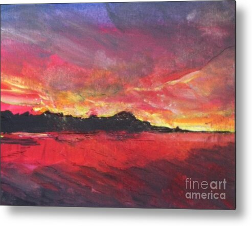 Cranes Beach Sunset Metal Print featuring the painting Cranes Beach Sunset by Jacqui Hawk