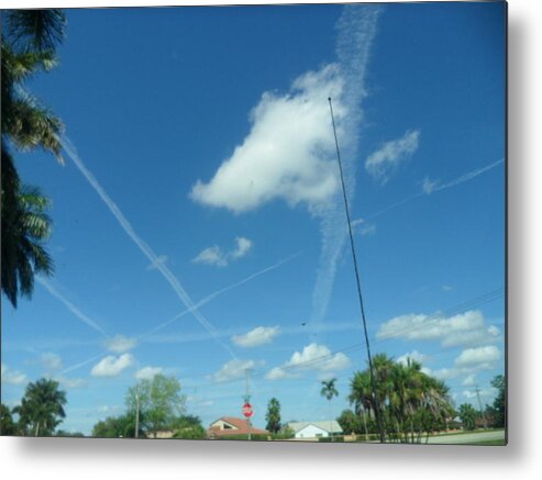 Sky Metal Print featuring the photograph Crossed Works by Val Oconnor