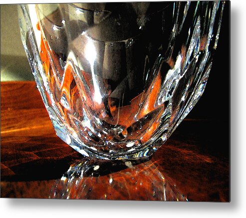 Bowl Metal Print featuring the photograph Crystal bowl with watercolor filter by Mary Bedy