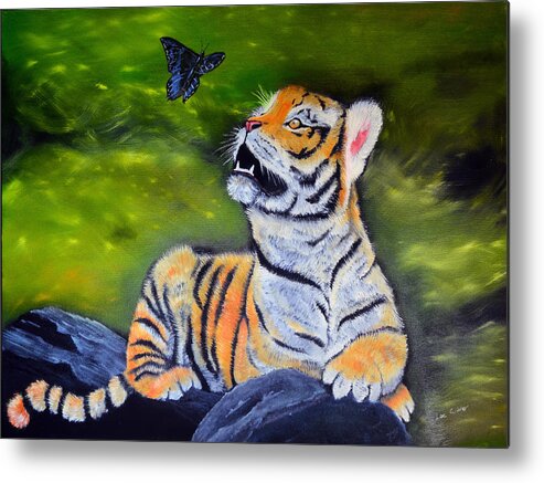 Tigers Metal Print featuring the painting Curious by Lee Winter