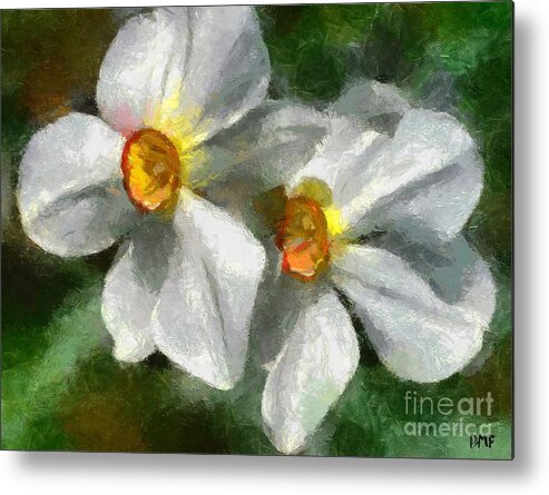 Spring Metal Print featuring the painting Daffodils by Dragica Micki Fortuna