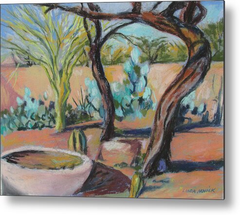 Trees Metal Print featuring the painting Dancing Mesquite Trees by Linda Novick