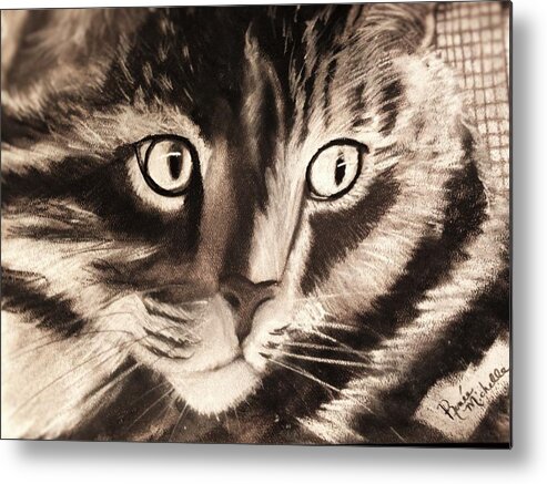 Cat Metal Print featuring the drawing Darling Cat by Renee Michelle Wenker