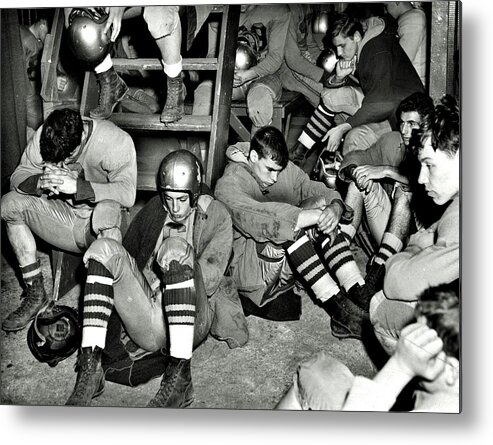 High School Football Metal Print featuring the photograph Defeated by Benjamin Yeager