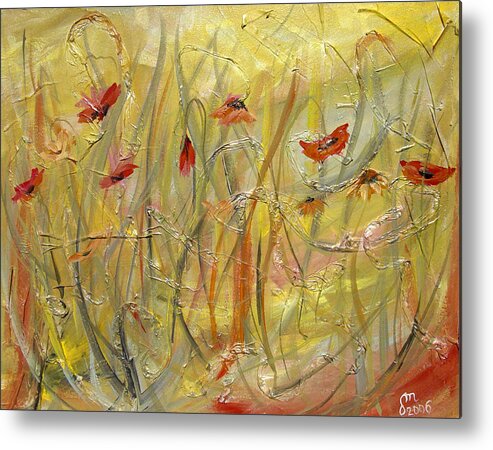 Acrylic Metal Print featuring the painting Delicate Poppies by Dorothy Maier